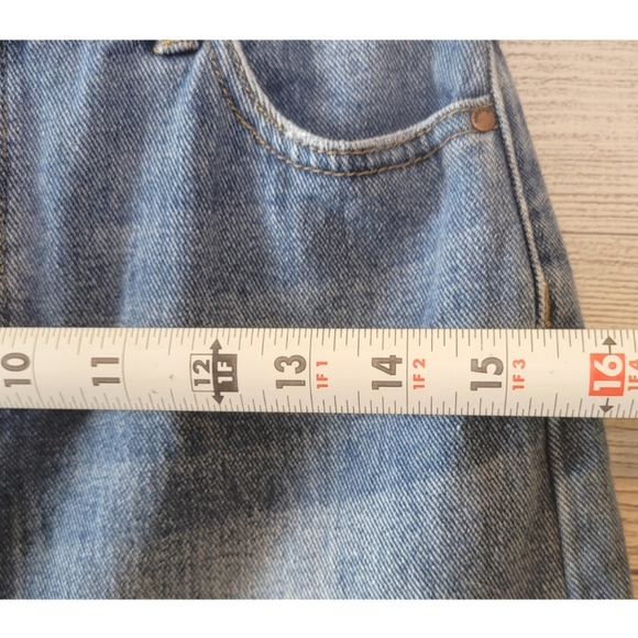 Pacsun Womens Denim Jean Mini Skirt Size 25 Blue Distressed Raw Hem Pockets - Picture 7 of 11